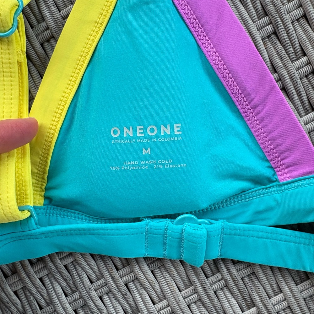 OneOne Kameron Jesse Brighton Triangle Colorblock Adjustable Bikini Top Medium - Picture 7 of 7